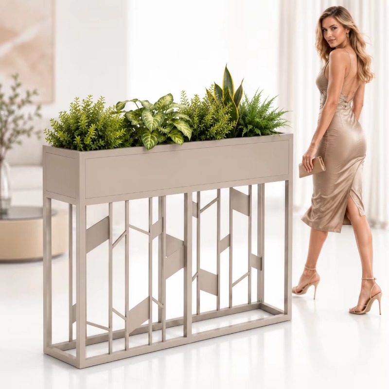 Room Divider Screen - 무광 블랙 메탈 화분 박스 80cm,