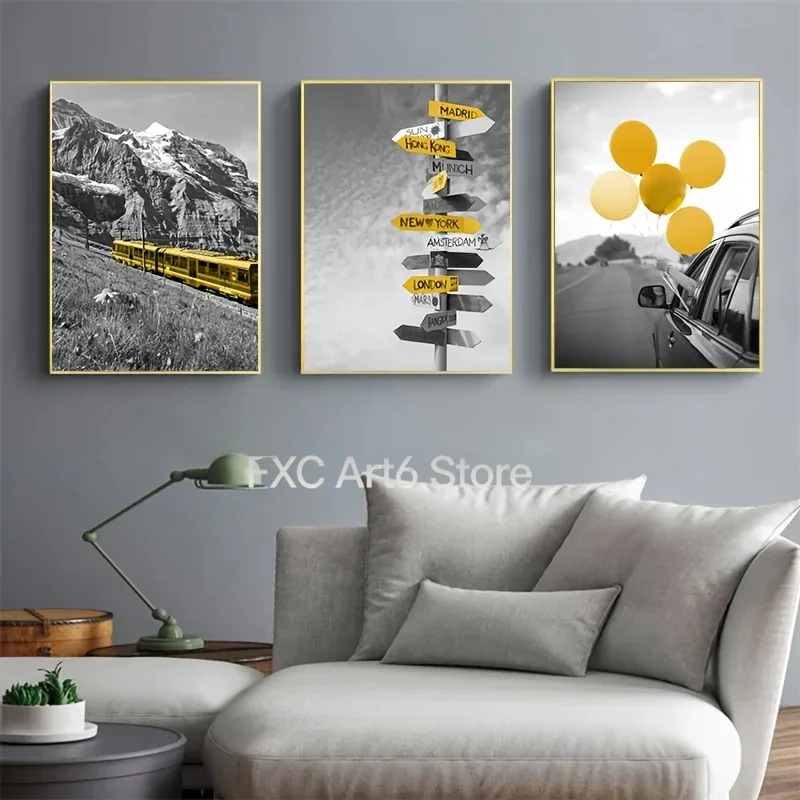 Home Decor Yellow - 테두리가 없는 3개 세트 - 유럽
