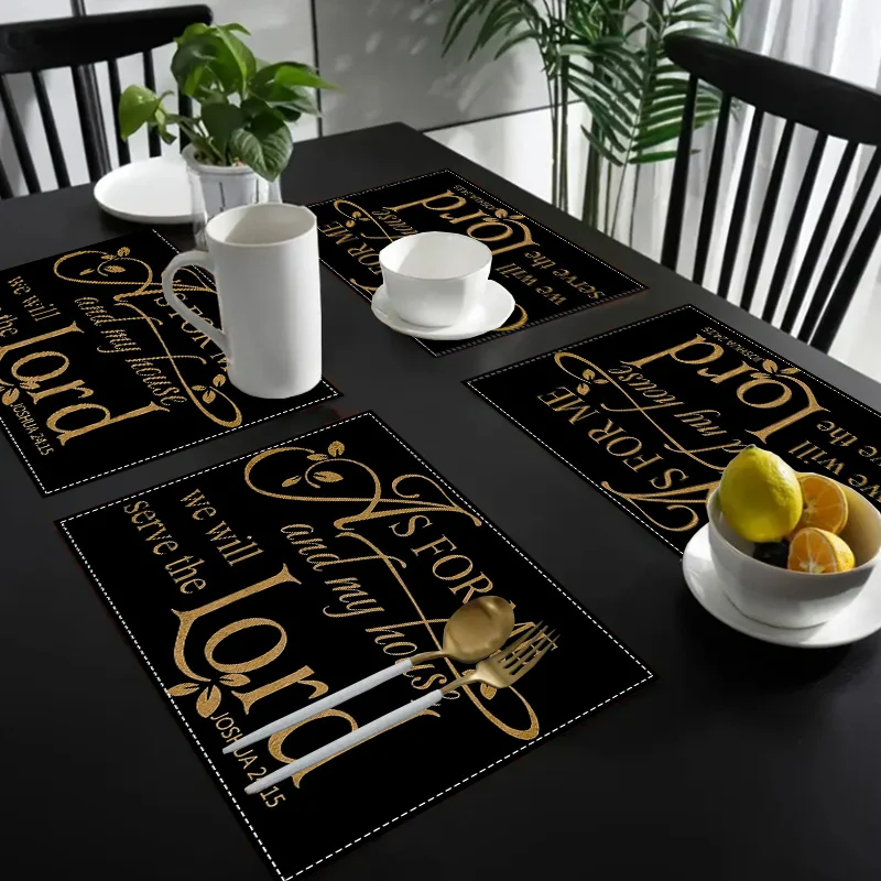 Home Decor Quotes Ideas - 4개입 영감을 주는 린넨 플레이스매트 -