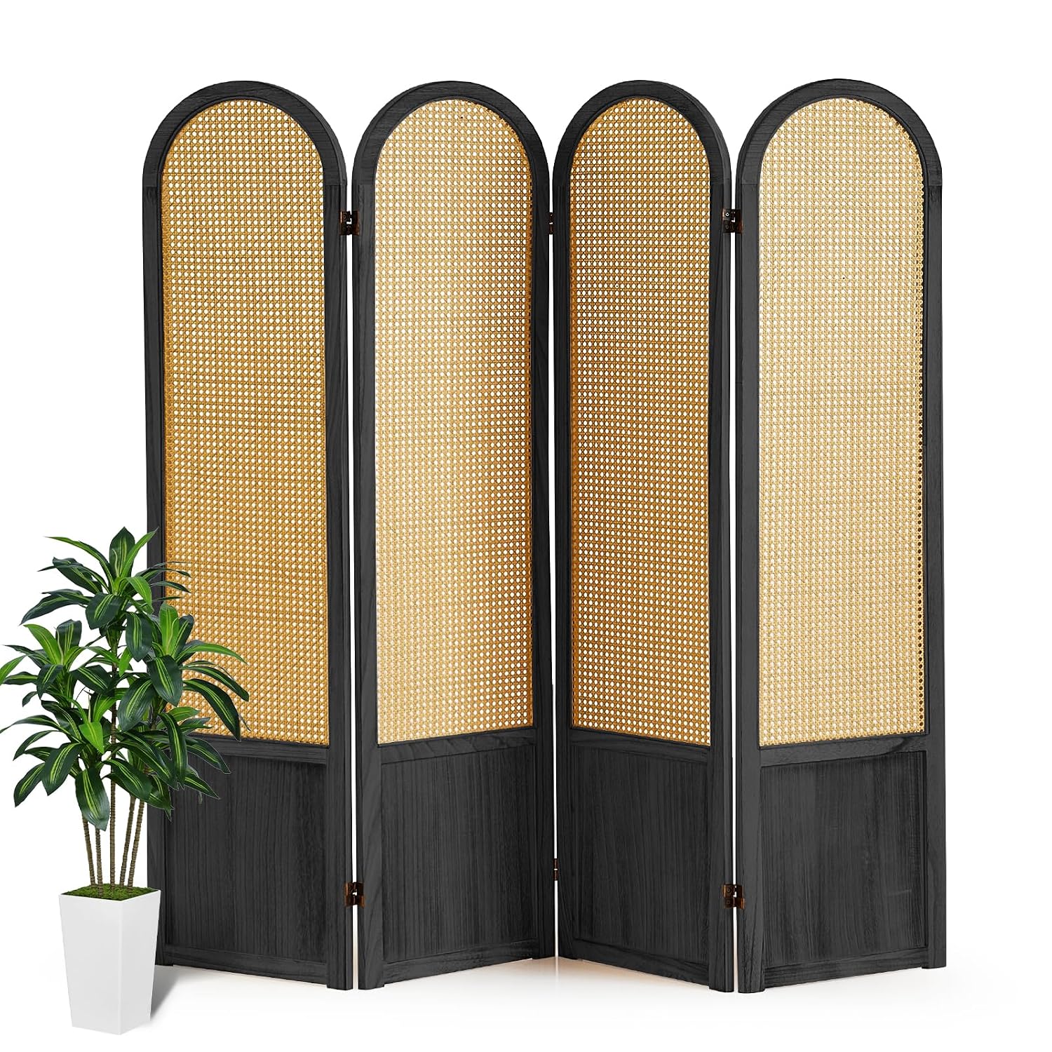 Room Divider Screen - 라탄 4단 접이식 룸 디바이더, 직조