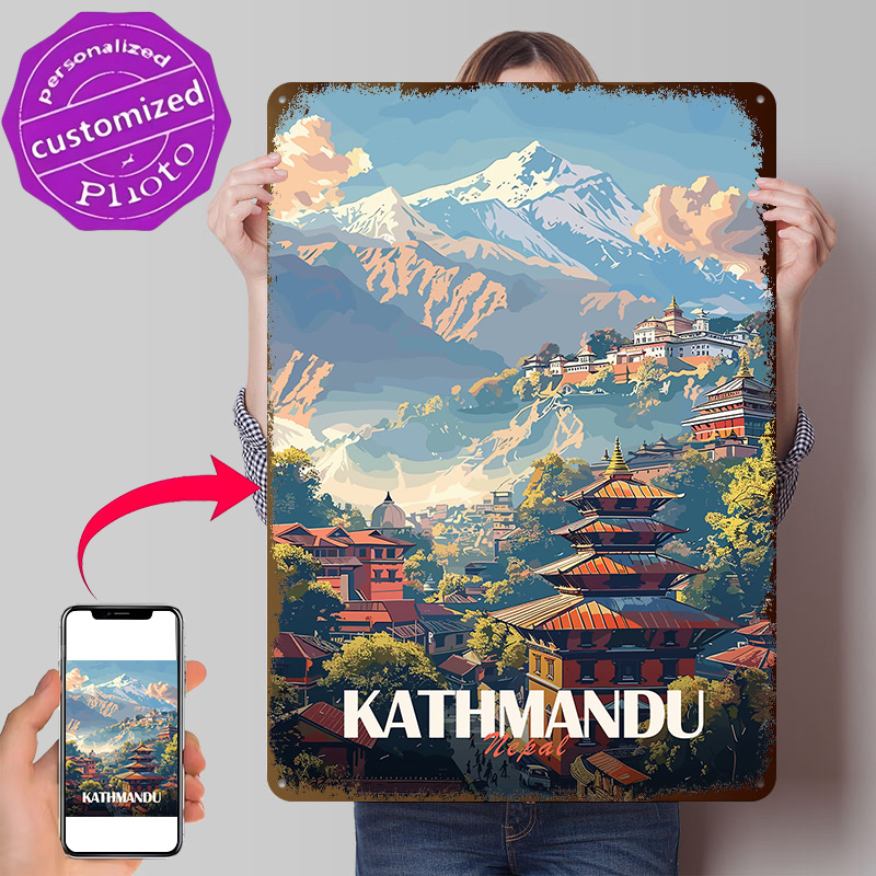 Home Decor Kathmandu - 카트만두 네팔 도시 풍경 포스터 레트로