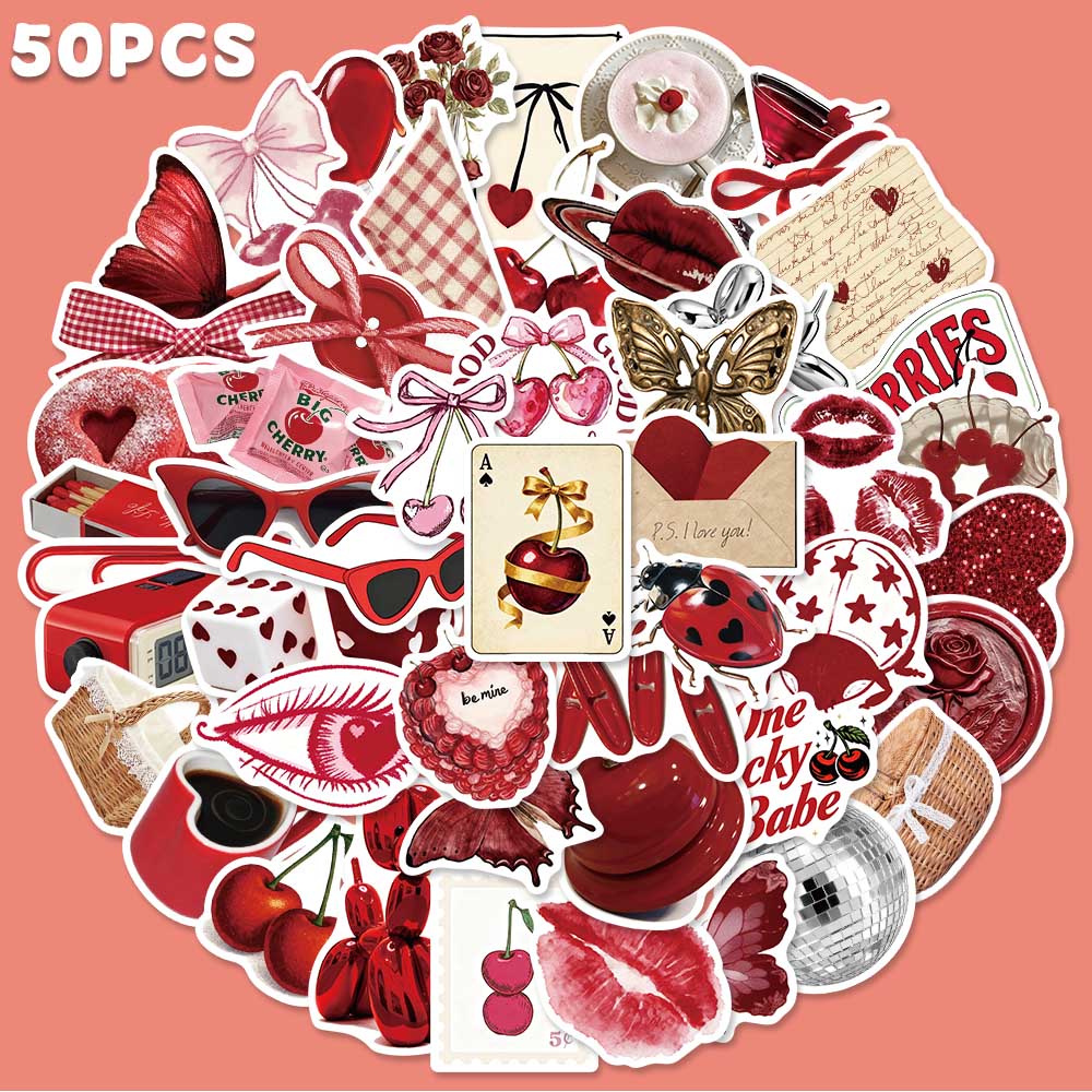Home Decor Wall Panels - 50pcs 체리 컬러 낙서 스티커 전화