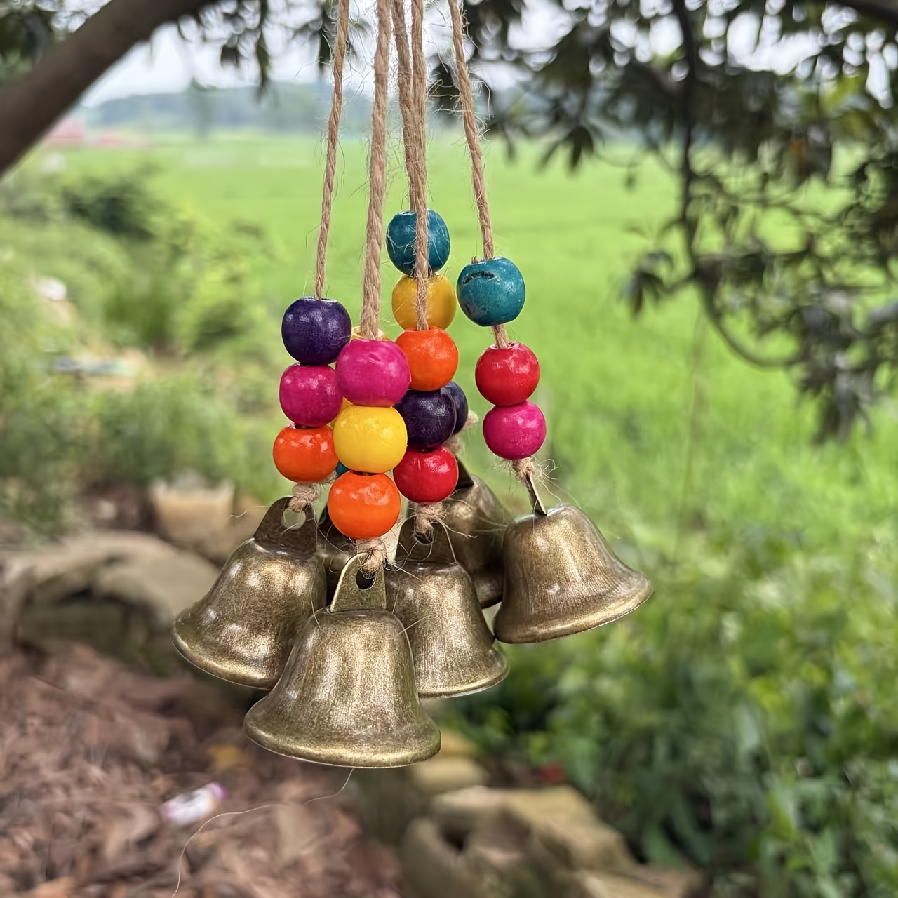 Boho Wind Chimes - 수제 보헤미안풍 풍경 장식, 청동 종과