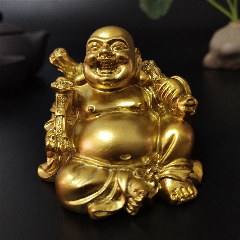 Home Decor On Sale - 황금 앉아있는 풍수 Maitreya 부처상, 웃는