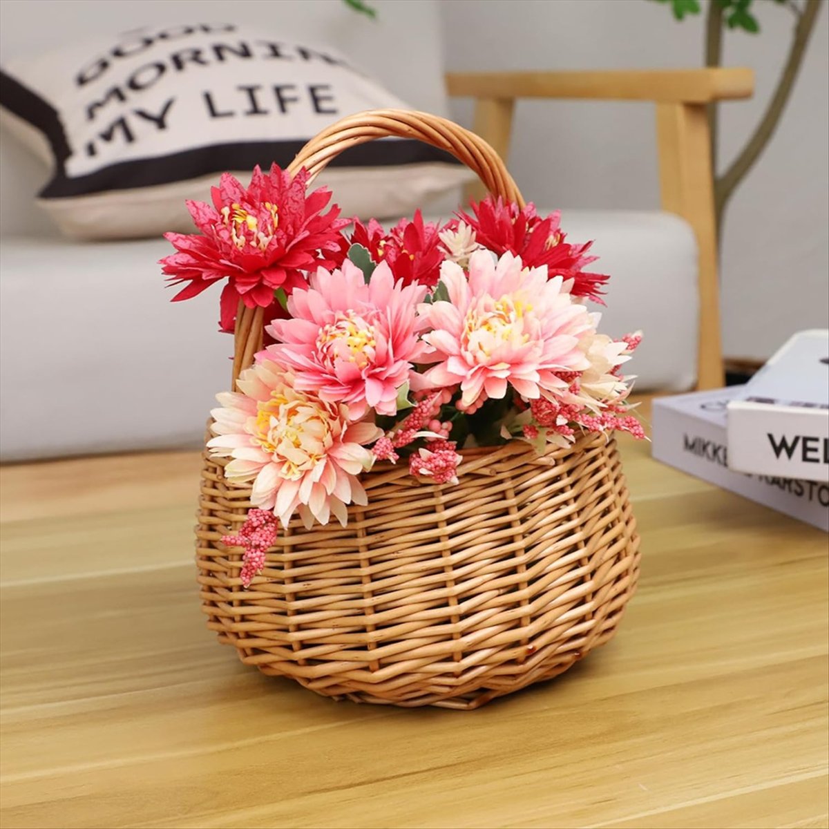 손잡이가 있는 위커 피크닉 바구니, 결혼식용 버드나무  - Home Decor For Wedding 리뷰 및 가격
