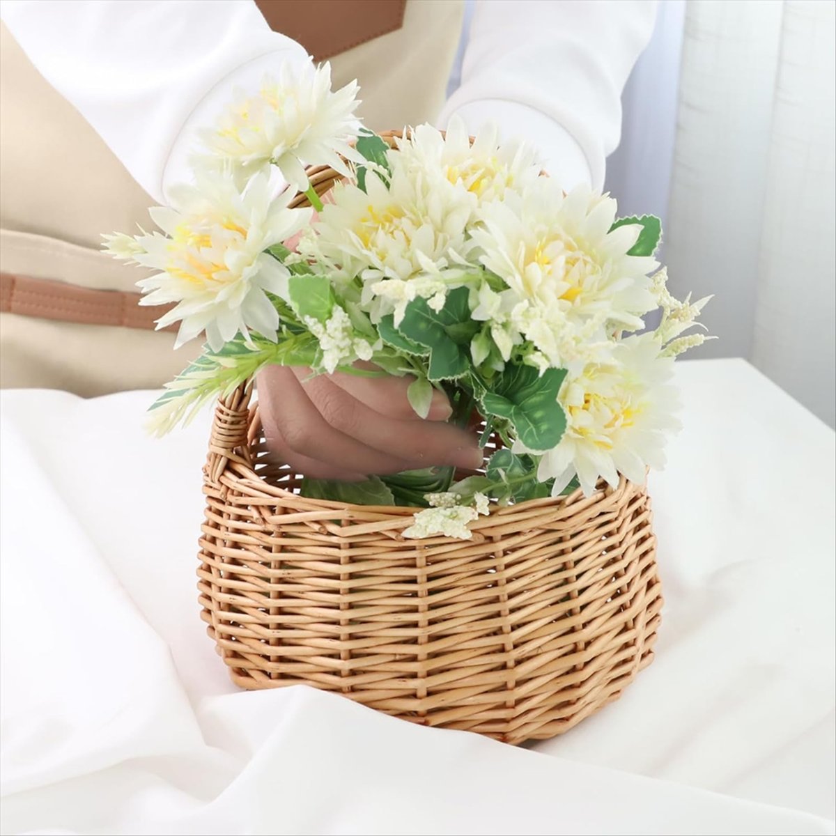 손잡이가 있는 위커 피크닉 바구니, 결혼식용 버드나무  - Home Decor For Wedding 리뷰 및 가격
