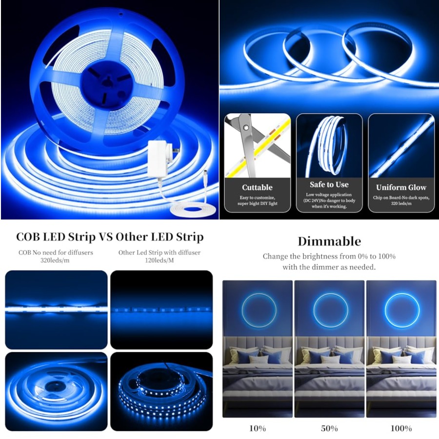 32.8피트/10M COB LED 라이트 스트립, DC - Led Strip Lights 리뷰 및 가격