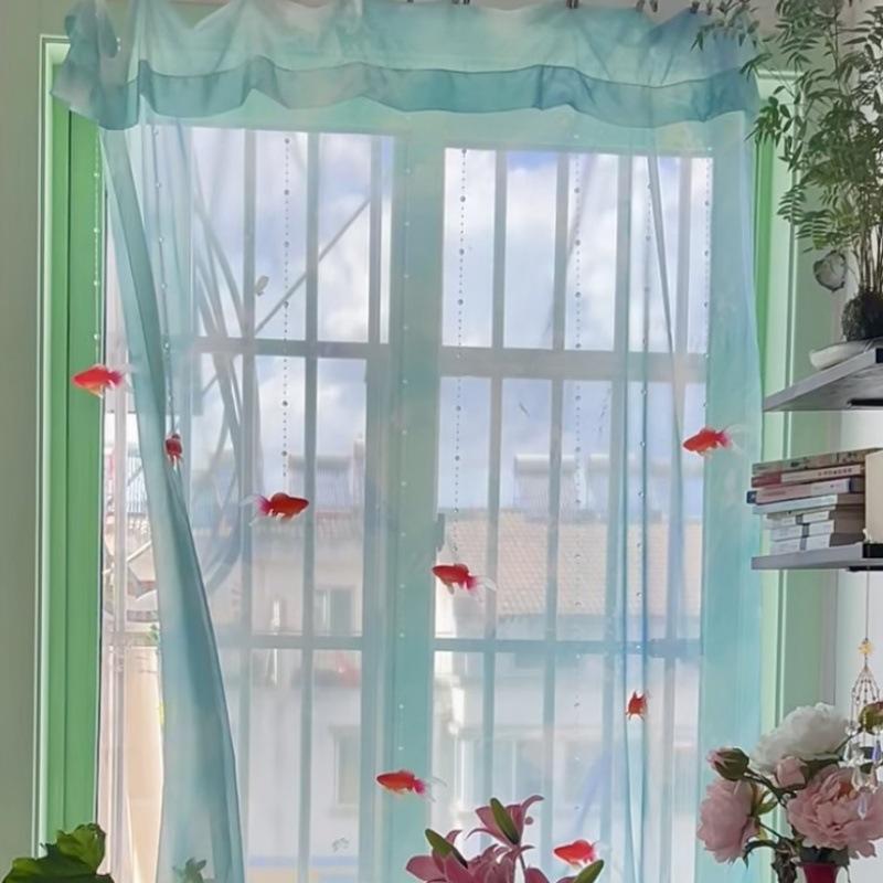 연하늘색 솔리드 시어 보일 윈도우 커튼 투명한 빛 차단 - Home Decor Wall Panels 리뷰 및 가격