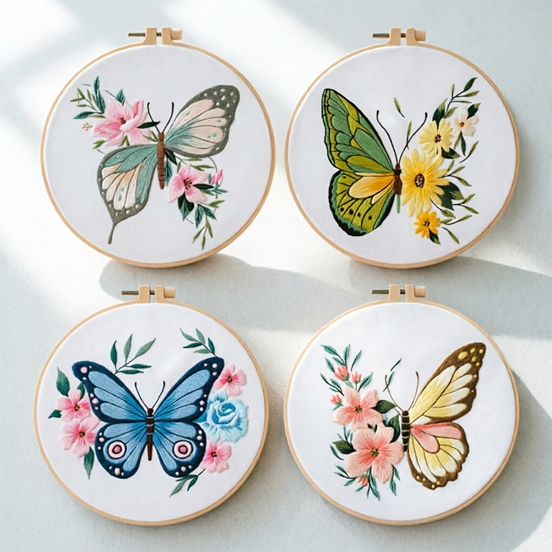 1개 20X20CM 7.87인치 자수 나비 키트, 초보 - Home Decor Kit 리뷰 및 가격