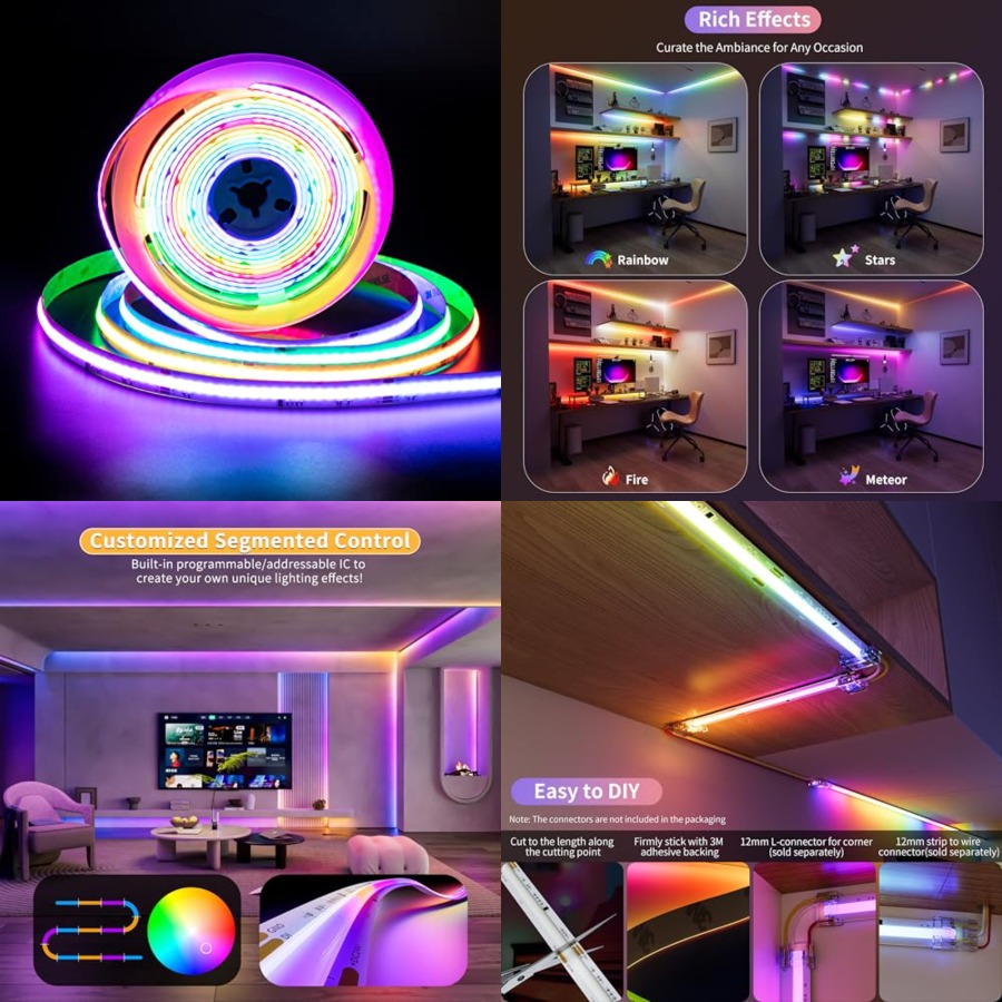 RGB 스마트 IC COB LED 스트립 라이트 주소  - Led Strip Lights 리뷰 및 가격