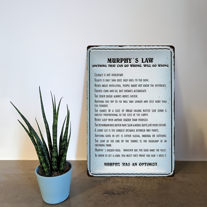 머피의 법칙 금속 간판 - 유머러스한 명언이 있는 방수 - Home Decor Quotes Ideas 리뷰 및 가격
