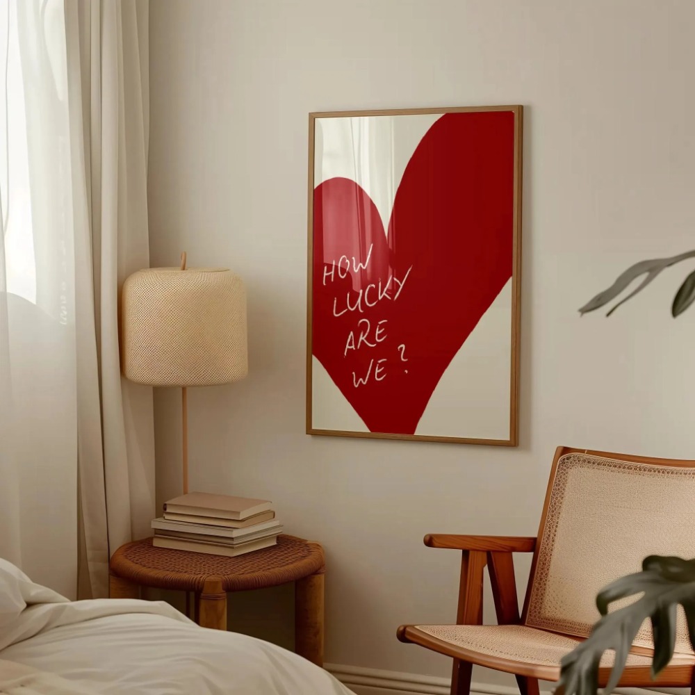 우리가 얼마나 행운인가 핑크 레드 스트라이프 벽 예술  - Home Decor How To 리뷰 및 가격