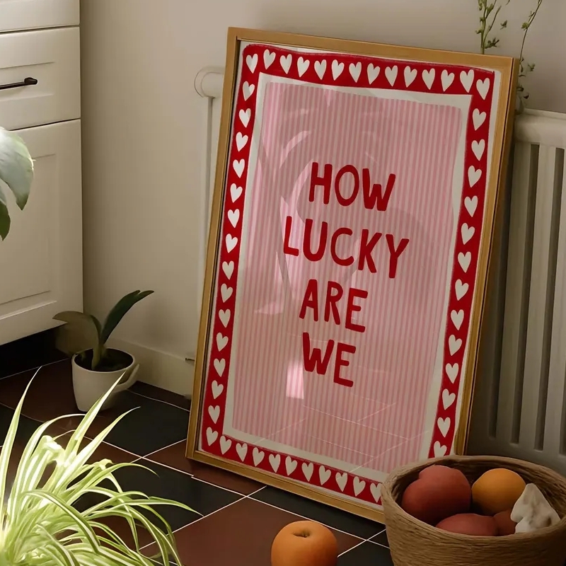 행운을 빌어요 벽 장식 캔버스 프린트 핑크 레드 스트라 - Home Decor How To 리뷰 및 가격