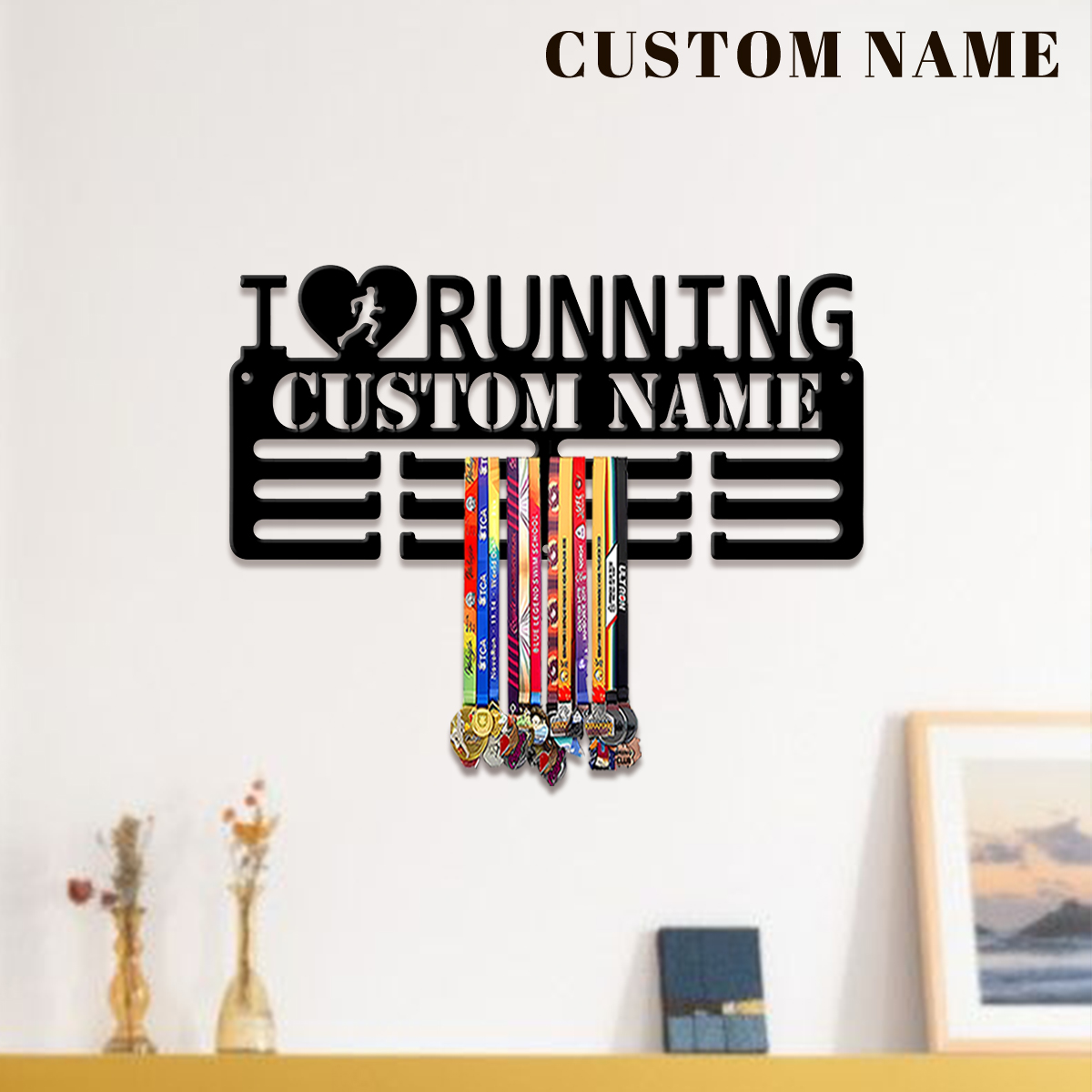 맞춤형 I Love Running 금속 메달 진열대,  - Home Decor For Wedding 리뷰 및 가격