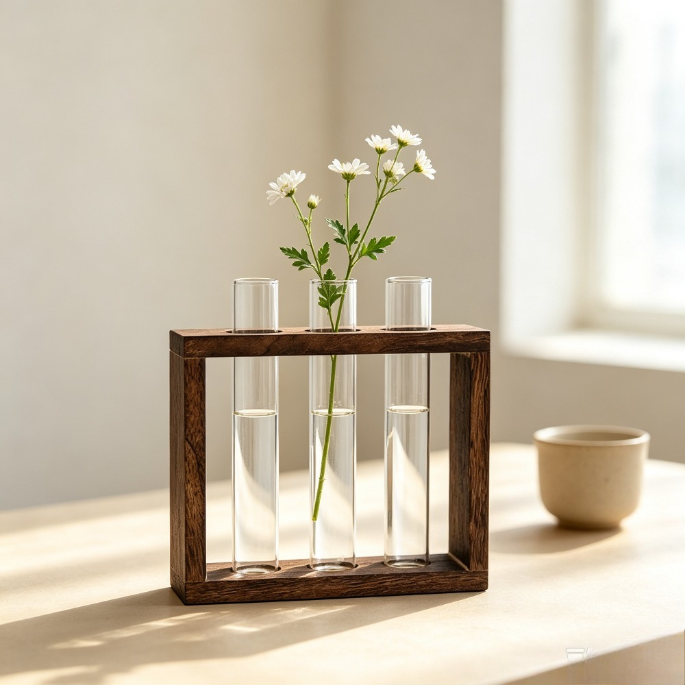 우드 스탠드 시험관 화병 투명 유리 수경 재배 식물 홀 - Home Decor Minimalist Style 리뷰 및 가격