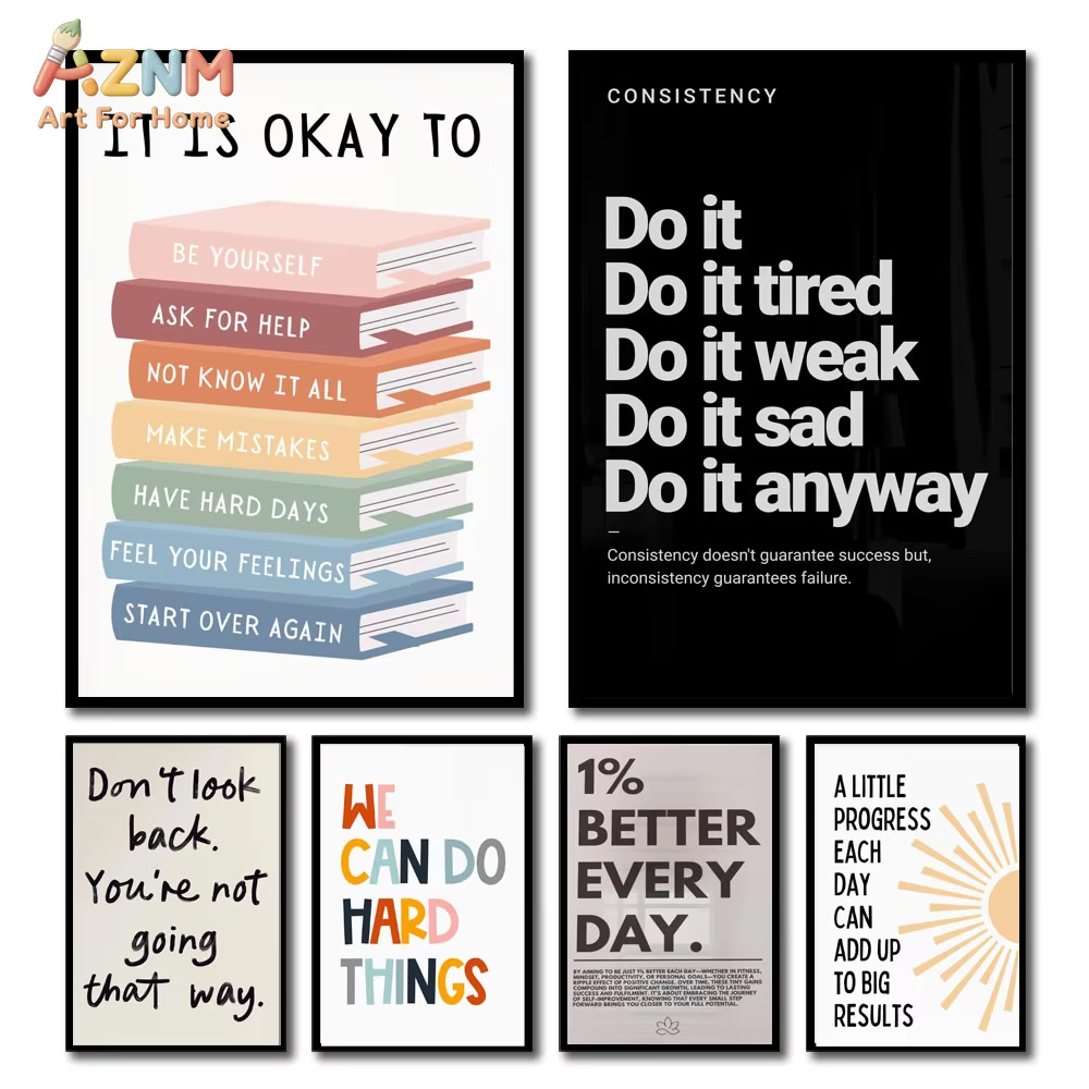 1pc 영감을 주는 명언 포스터 벽 예술 동기 부여 메 - Home Decor Quotes Ideas 리뷰 및 가격