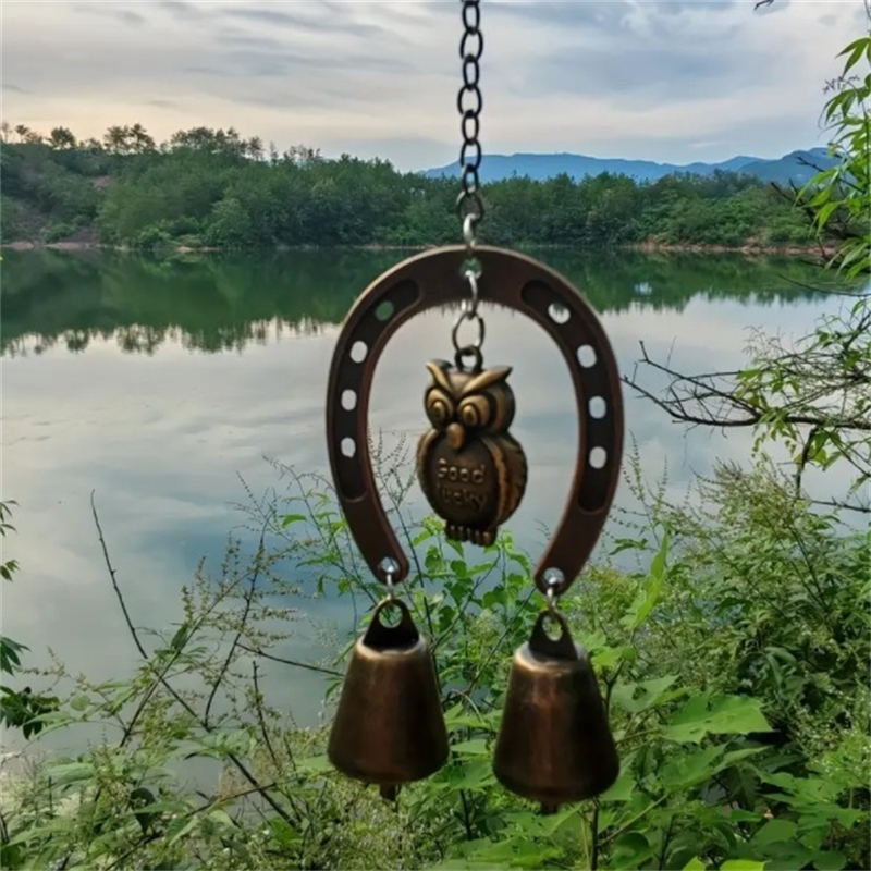 행운의 말굽 모양 풍차임, 올빼미와 나비 장식 체인,  - Boho Wind Chimes 리뷰 및 가격