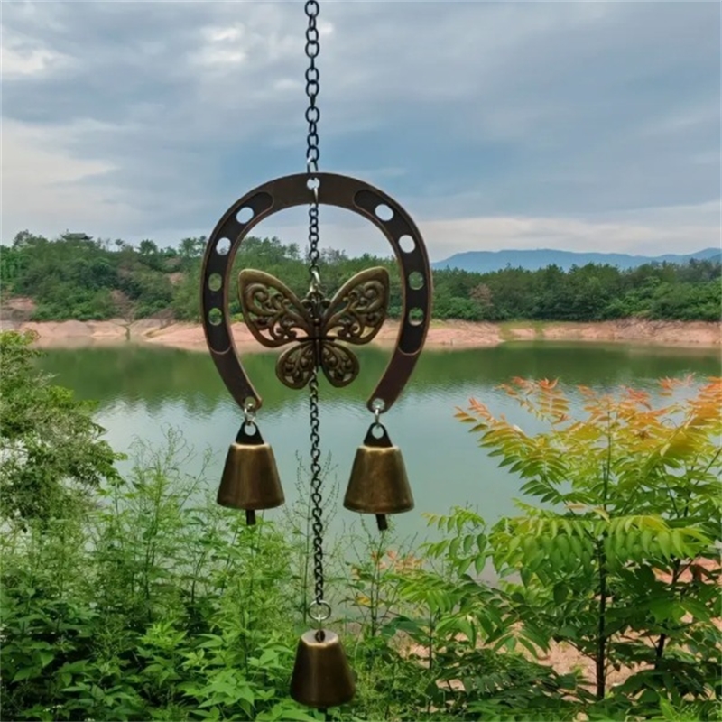 행운의 말굽 모양 풍차임, 올빼미와 나비 장식 체인,  - Boho Wind Chimes 리뷰 및 가격