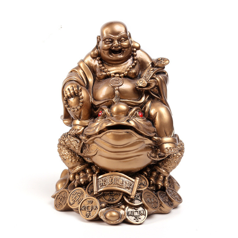 수지로 제작된 황금색 매미 마이트레야 부처님 풍수 재물 - Home Decor On Sale 리뷰 및 가격